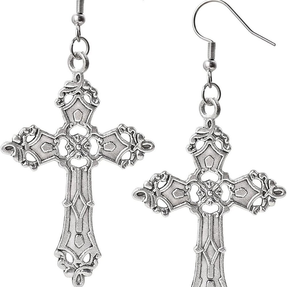 Gothic Cross Earrings Zinc Alloy Dangle Jewelry Gift For Women